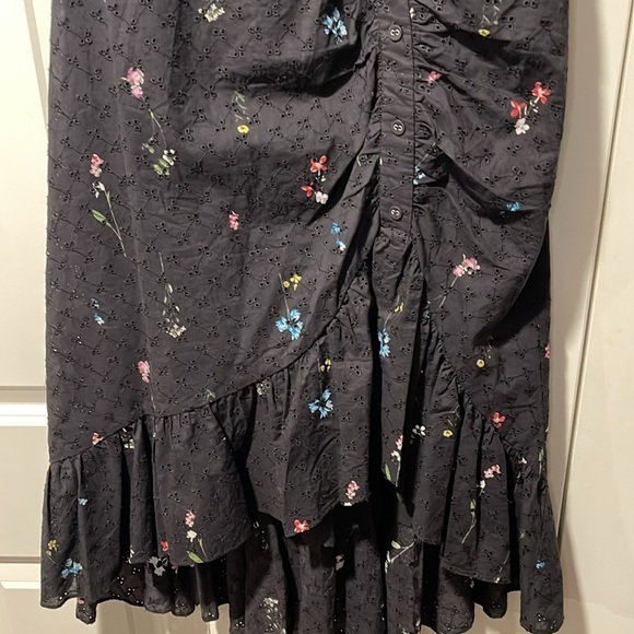 Parker Candy Ruched Floral Embroidered High Low Dress In Black Gigi 8 - Picture 15 of 16